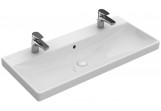 Umywalka meblowa, prostokątna Villeroy & Boch Avento biały Alpin, 100 x 47 x 16,5 cm, przelew, 2 otwory na baterię