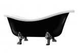 Wanna wolnostojąca Galassia Ethos 170 x 80 cm, włókno szklane, czarna/biała, zestaw odpływowy, nogi chrom, bez przelewu