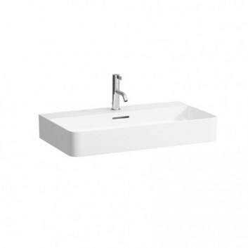 Umywalka ścienna 750 x 420 mm SaphirKeramik z otworem na baterię biała - sanitbuy.pl